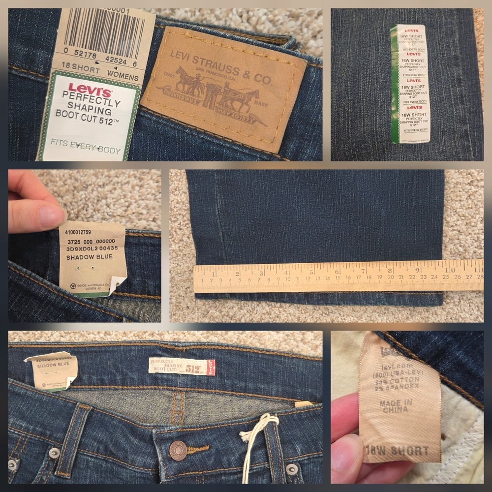 Levi's Women's 512 Jeans 18W Perfectly Shaping Bootcut Dark Wash Denim Pants - Picture 4 of 5